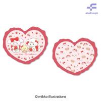 【レッド】mikko illustration　ハート型フリルクッション