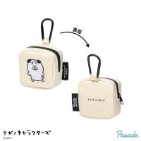 【パグ】ナガノキャラクターズ　カラビナつき刺繍スクエアミニポーチ