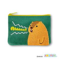 【さけぶ】マーモットのもっとっと　もこもこ刺繍ポーチ