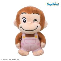 【ピンク】おさるのジョージ　ぽってりマスコット カラフルオーバーオール