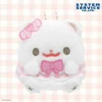 【ピンク】ポメラニアンもち　カラードレスマスコットキーチェーン