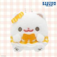 【オレンジ】ポメラニアンもち　カラードレスマスコットキーチェーン