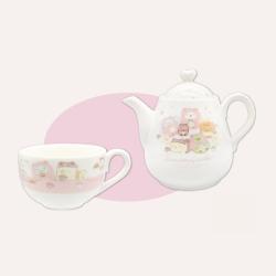 【ピンク】すみっコぐらし　おうちでくまカフェ ティーポット＆カップセット