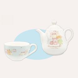 【ブルー】すみっコぐらし　おうちでくまカフェ ティーポット＆カップセット