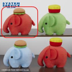 【レッド(ハンバーガー)】ドムドムハンバーガー　ハンバーガーとポテトが乗ったどむぞうくんぬいぐるみ