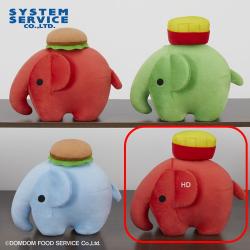 【レッド(ポテト)】ドムドムハンバーガー　ハンバーガーとポテトが乗ったどむぞうくんぬいぐるみ