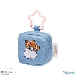 【ライトブルー】mofusand　カラビナつき刺繍スクエアミニポーチ
