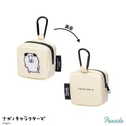 【パグ】ナガノキャラクターズ　カラビナつき刺繍スクエアミニポーチ