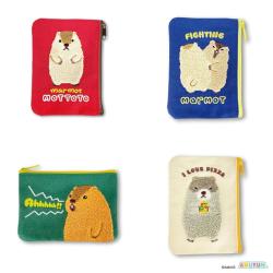 マーモットのもっとっと　もこもこ刺繍ポーチ