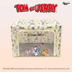 【ベージュ】トムとジェリー　折りたたみ窓付き収納BOX