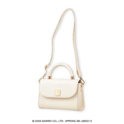 【ホワイト】ハローキティ　持ち手付きロングストラップショルダープレートバッグ