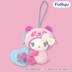 【ピンク】パンダ ハローキティ　中華ロリータマスコット