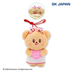 【水玉リボン】バターベア　ぬいぐるみポーチ【当社限定】