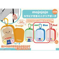 【ブルー】mojojojo　カラビナ付きミニクリアポーチ