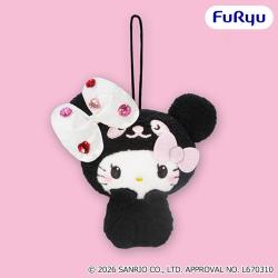 【ブラック】パンダ ハローキティ　デコ盛れマスコット
