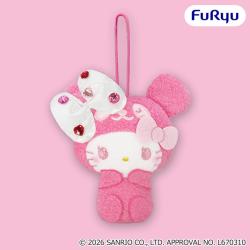 【ピンク】パンダ ハローキティ　デコ盛れマスコット