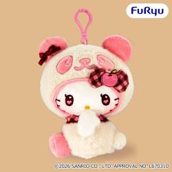 【ピンク】パンダ ハローキティ　くりっぴぃ ぬいぐるみ〜もこもこチェック〜