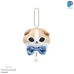 【ブルー】mofusand　ビジューつきおかおマスコット