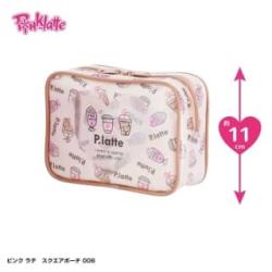 【スクエアポーチ モカ】ピンクラテ　ハッピータイムコスメ