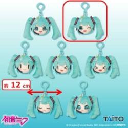 【通常顔＋ウィンク】初音ミク　チャーム付きフェイスぬいぐるみマスコット
