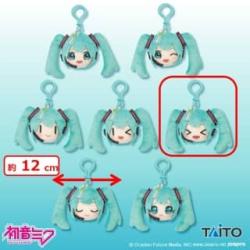 【目閉じ＋口開け】初音ミク　チャーム付きフェイスぬいぐるみマスコット