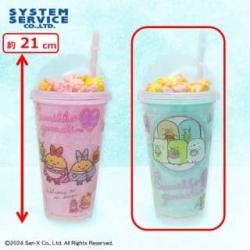 【ブルー】すみっコぐらし　しっぽずダイナー ストロー付きスイーツクリアタンブラー